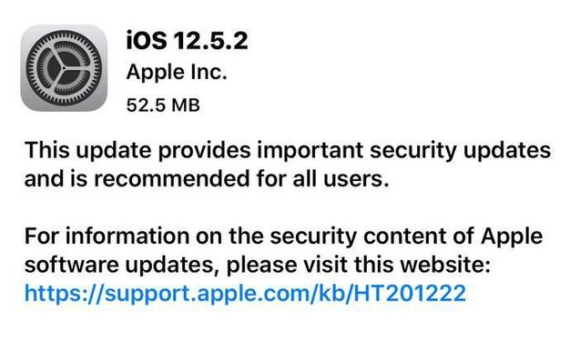 郓城苹果手机维修分享iOS12.5.2发布，建议所有老苹果用户安装 